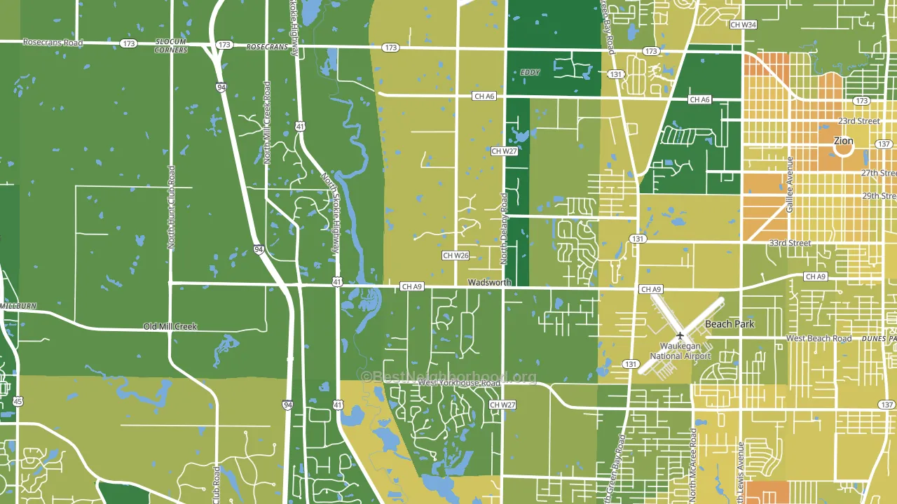 Wadsworth, IL block-group voter-turnout map