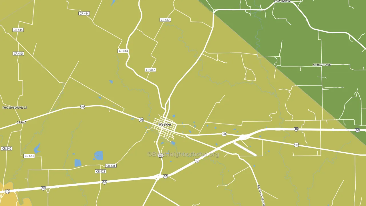 Waelder, TX block-group voter-turnout map