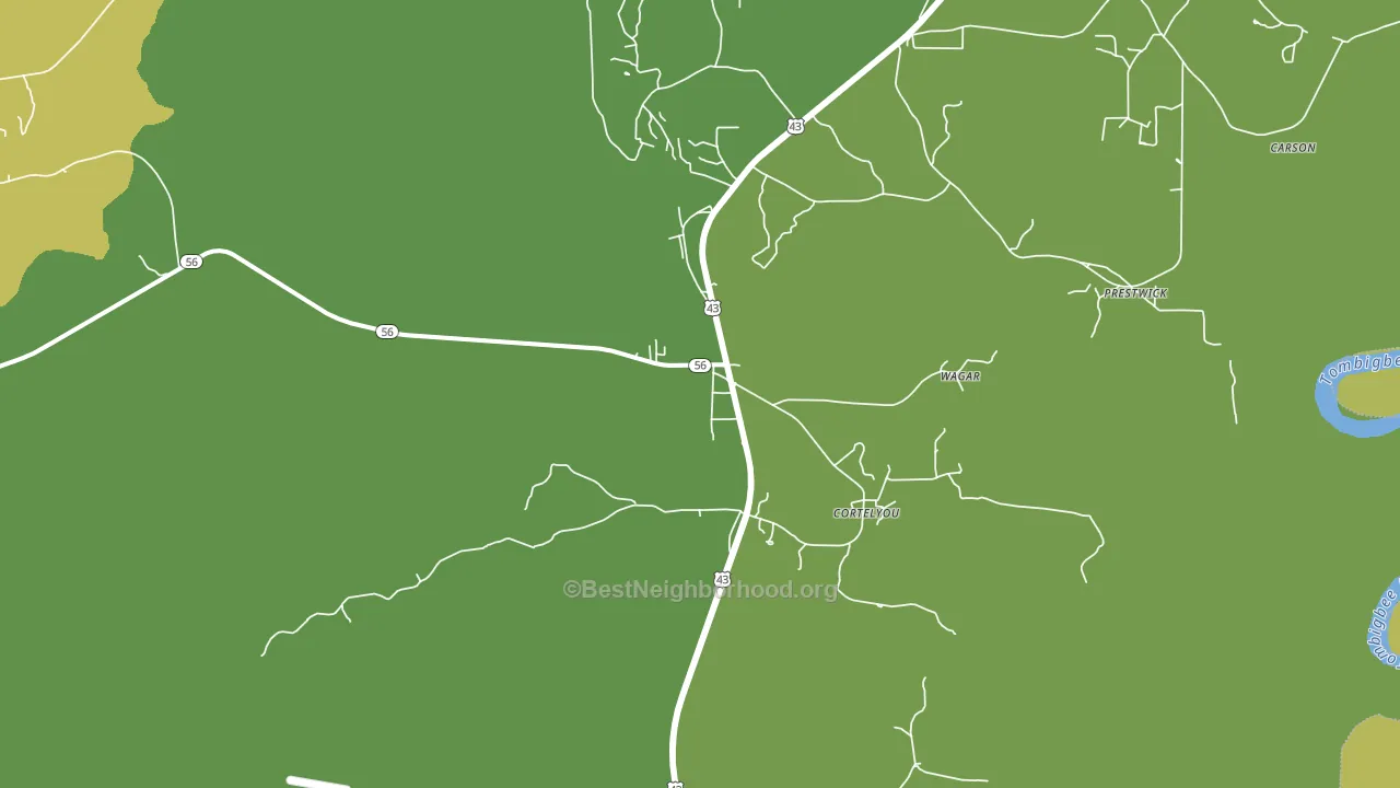 Wagarville, AL block-group voter-turnout map