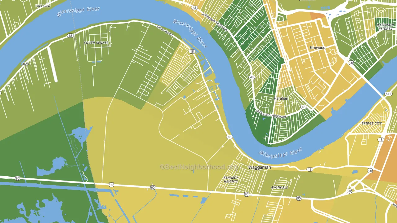 Waggaman, LA block-group voter-turnout map