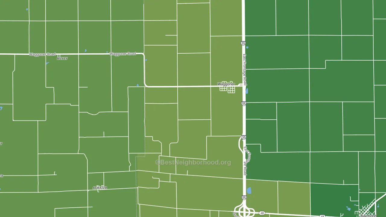Waggoner, IL block-group voter-turnout map