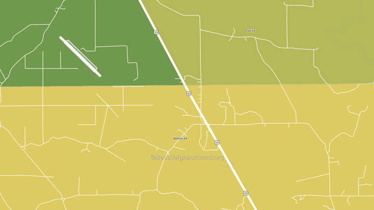 Wahalak, MS block-group voter-turnout map