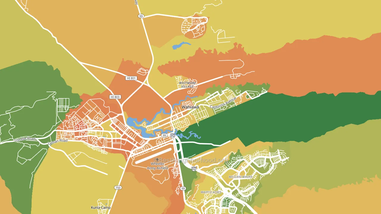 Wahiawa, HI block-group voter-turnout map