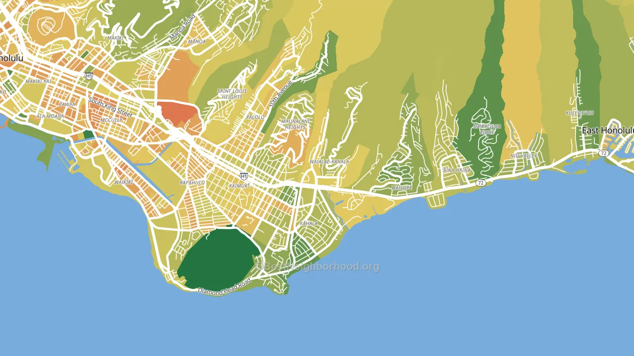 Waialae-Kahala, Honolulu, HI block-group voter-turnout map