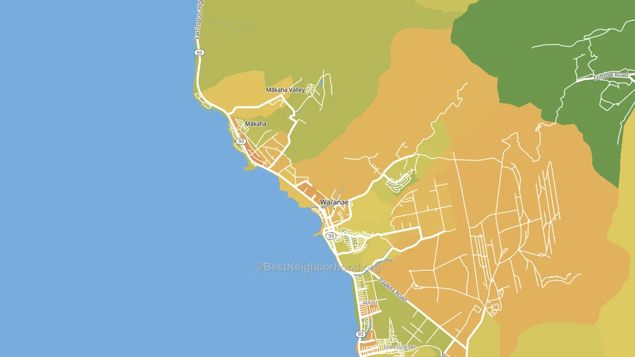 Waianae, HI block-group voter-turnout map