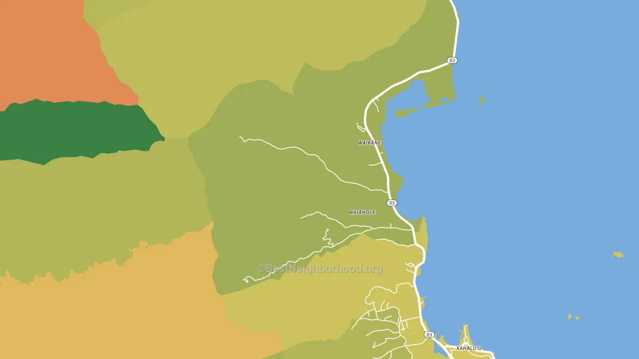 Waikane, HI block-group voter-turnout map