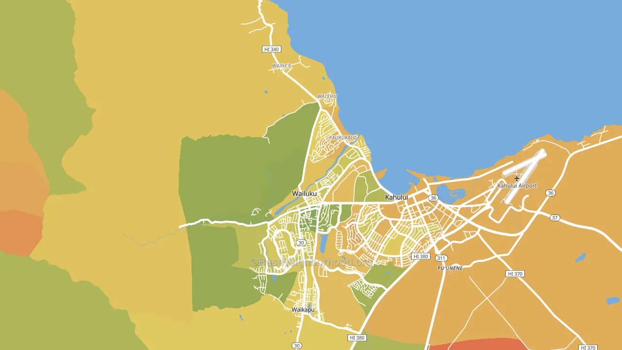 Wailuku, HI block-group voter-turnout map