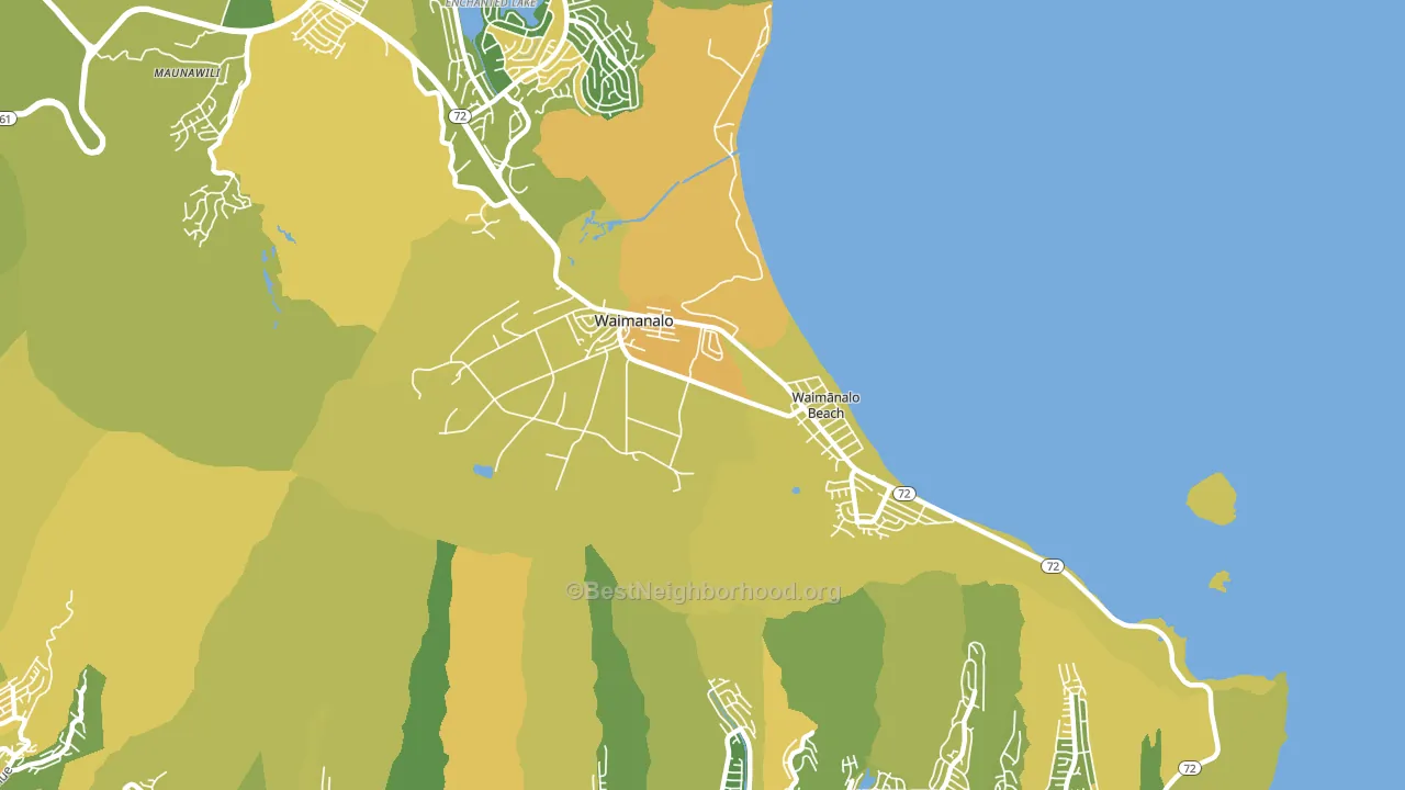 Waimanalo, HI block-group voter-turnout map