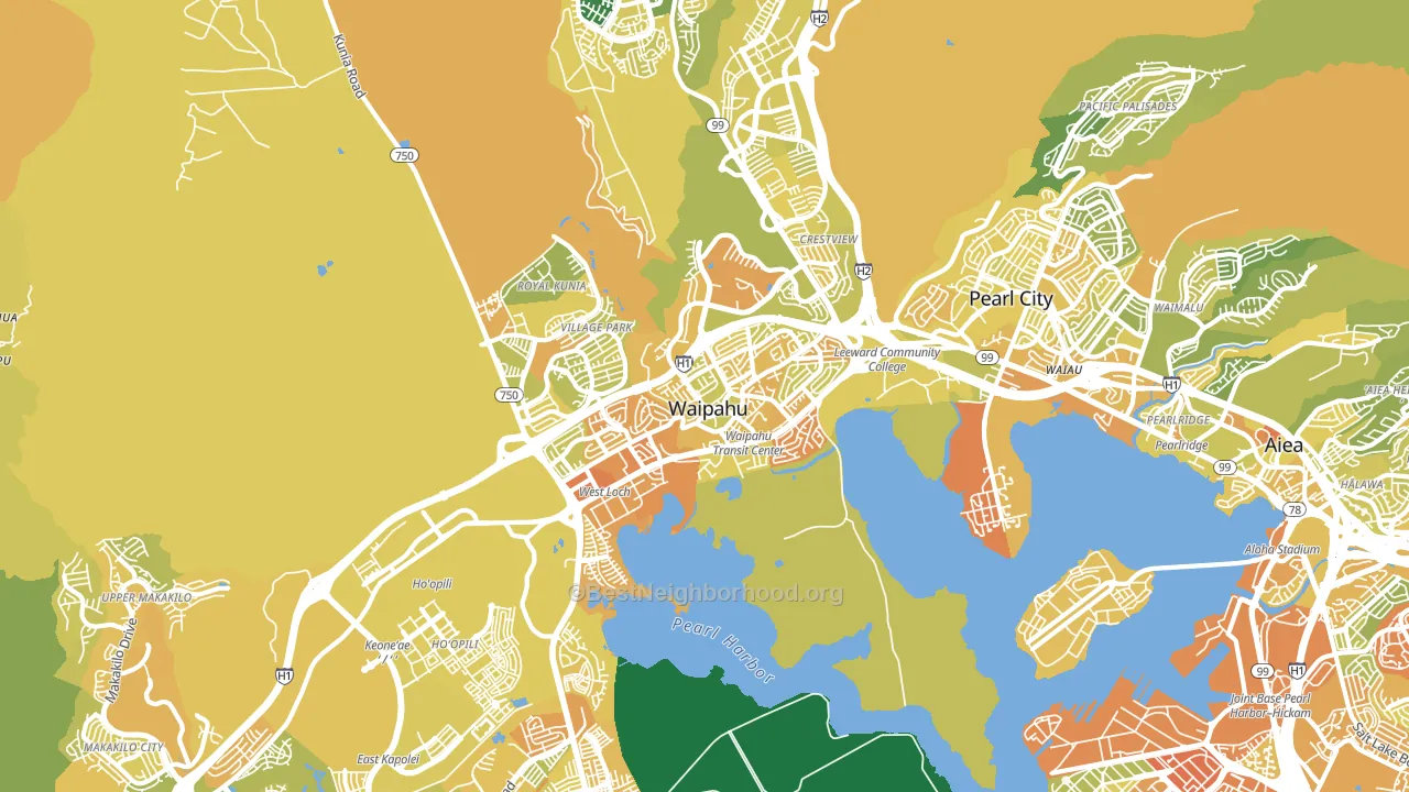 Waipahu, HI block-group voter-turnout map