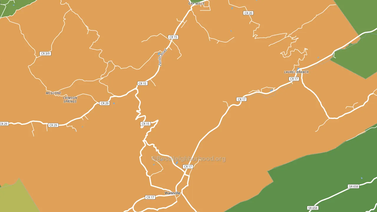 Waiteville, WV block-group voter-turnout map