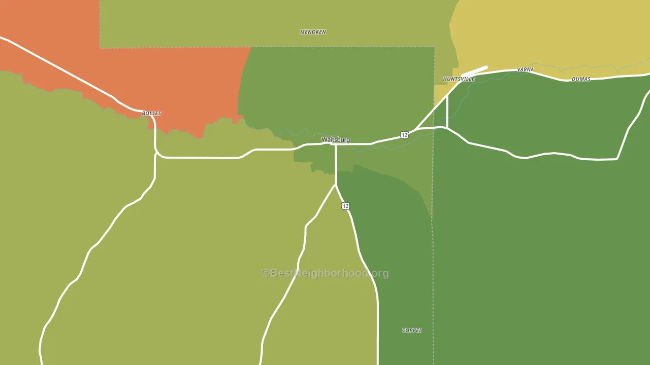 Waitsburg, WA block-group voter-turnout map