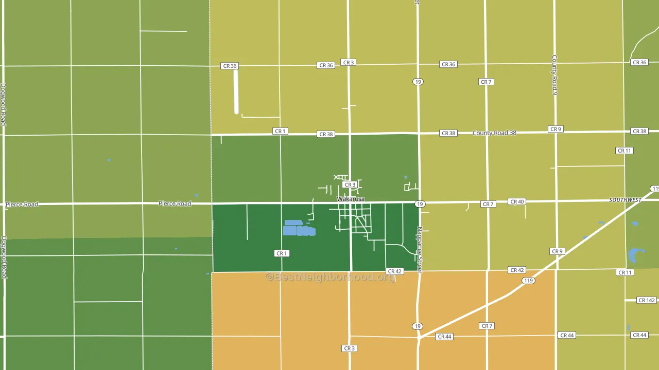 Wakarusa, IN block-group voter-turnout map