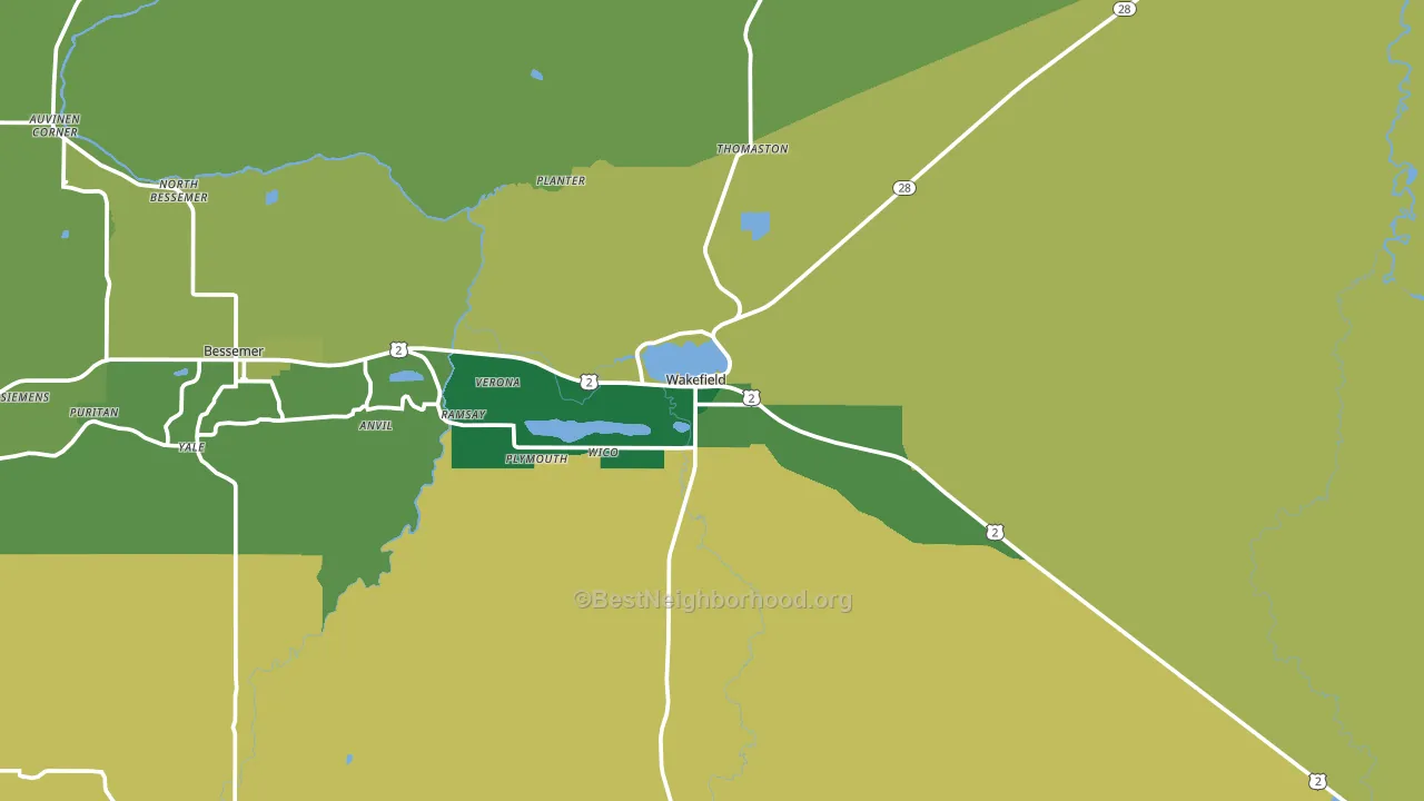 Wakefield, MI block-group voter-turnout map