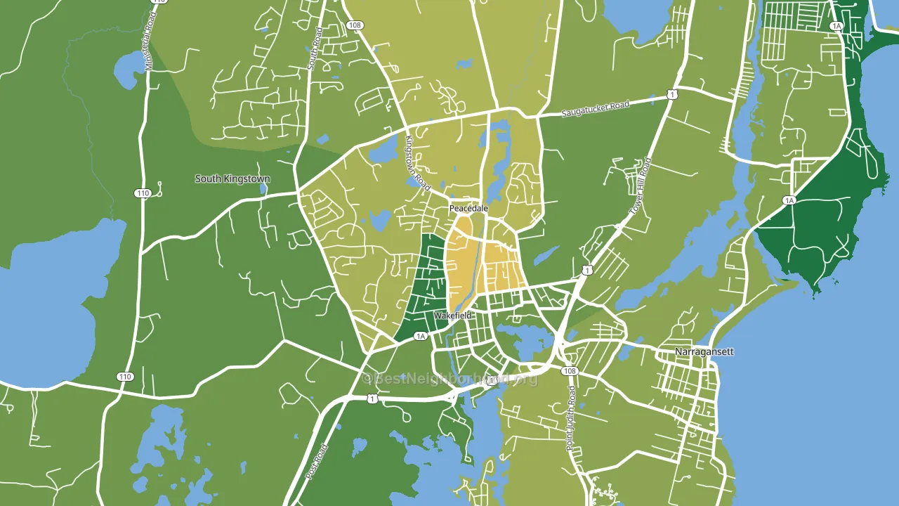 Wakefield-Peacedale, RI block-group voter-turnout map
