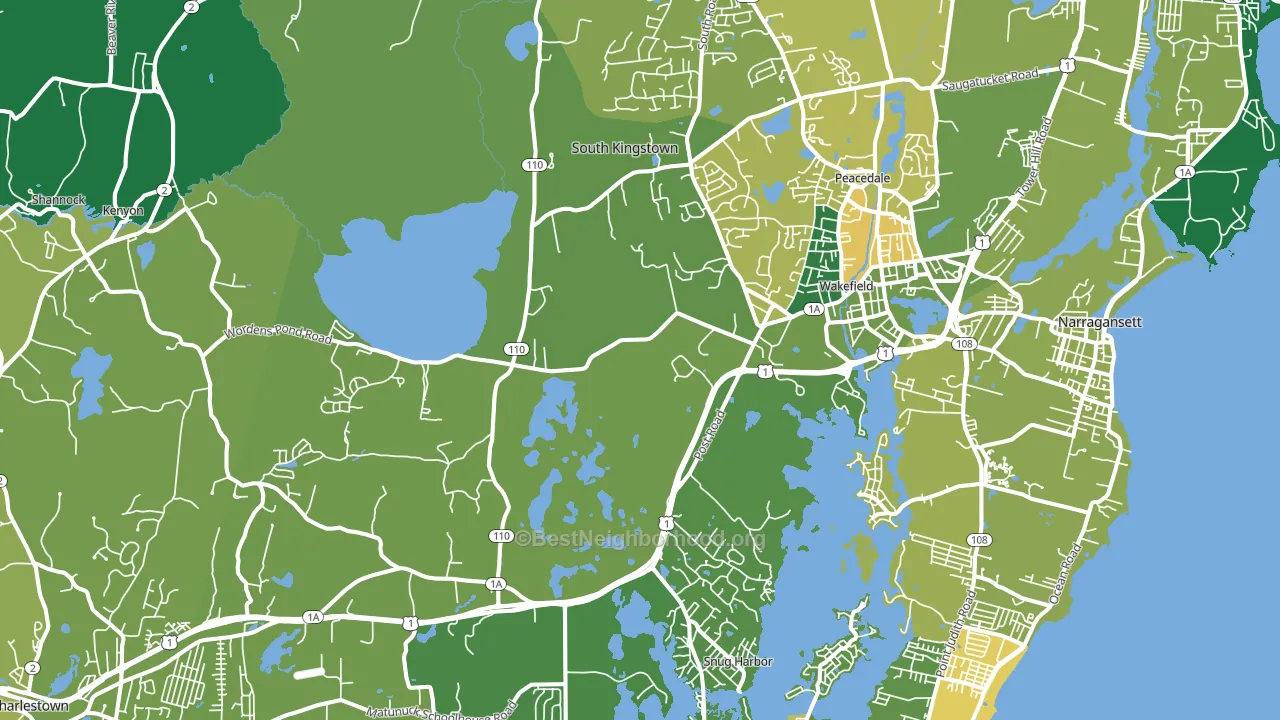 Wakefield, RI block-group voter-turnout map
