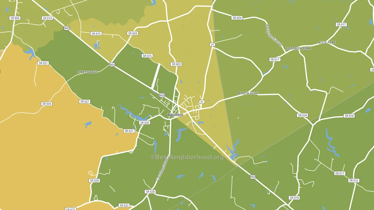 Wakefield, VA block-group voter-turnout map