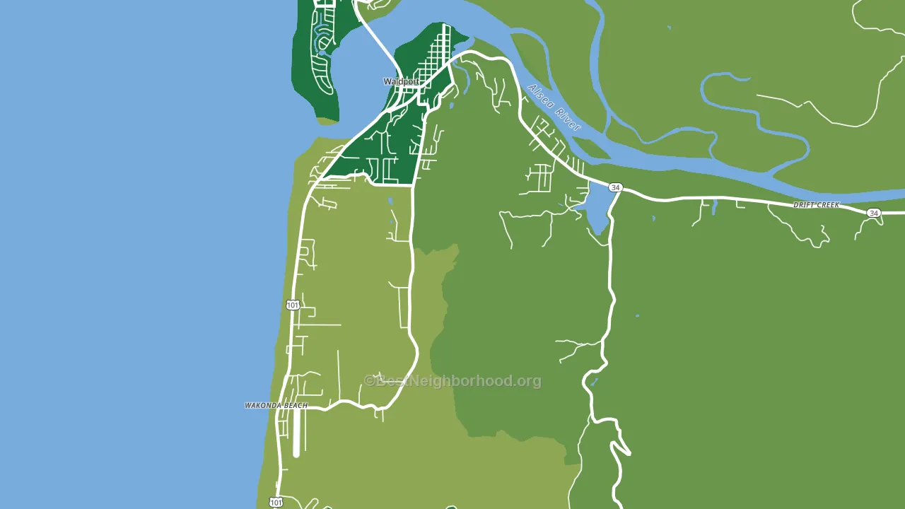 Wakonda Beach, OR block-group voter-turnout map
