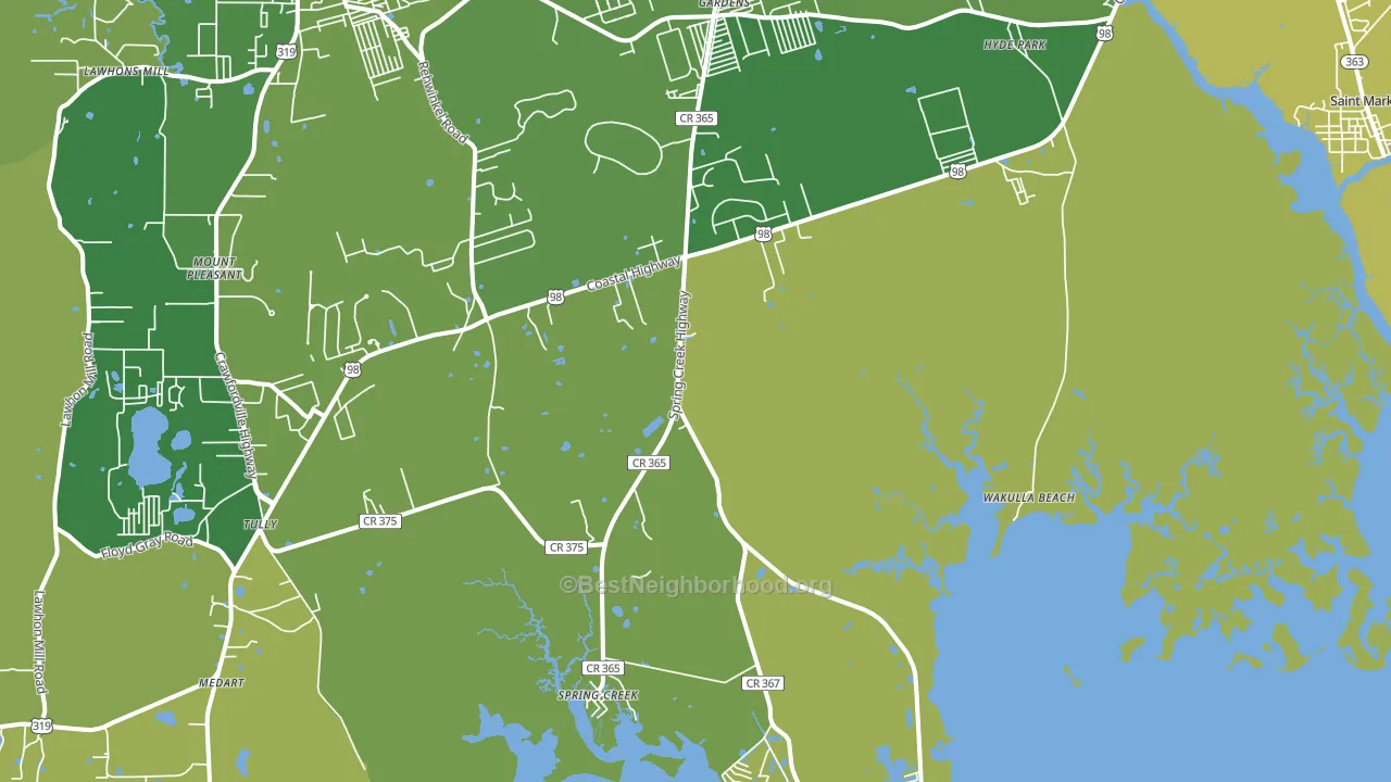Wakulla Beach, FL block-group voter-turnout map