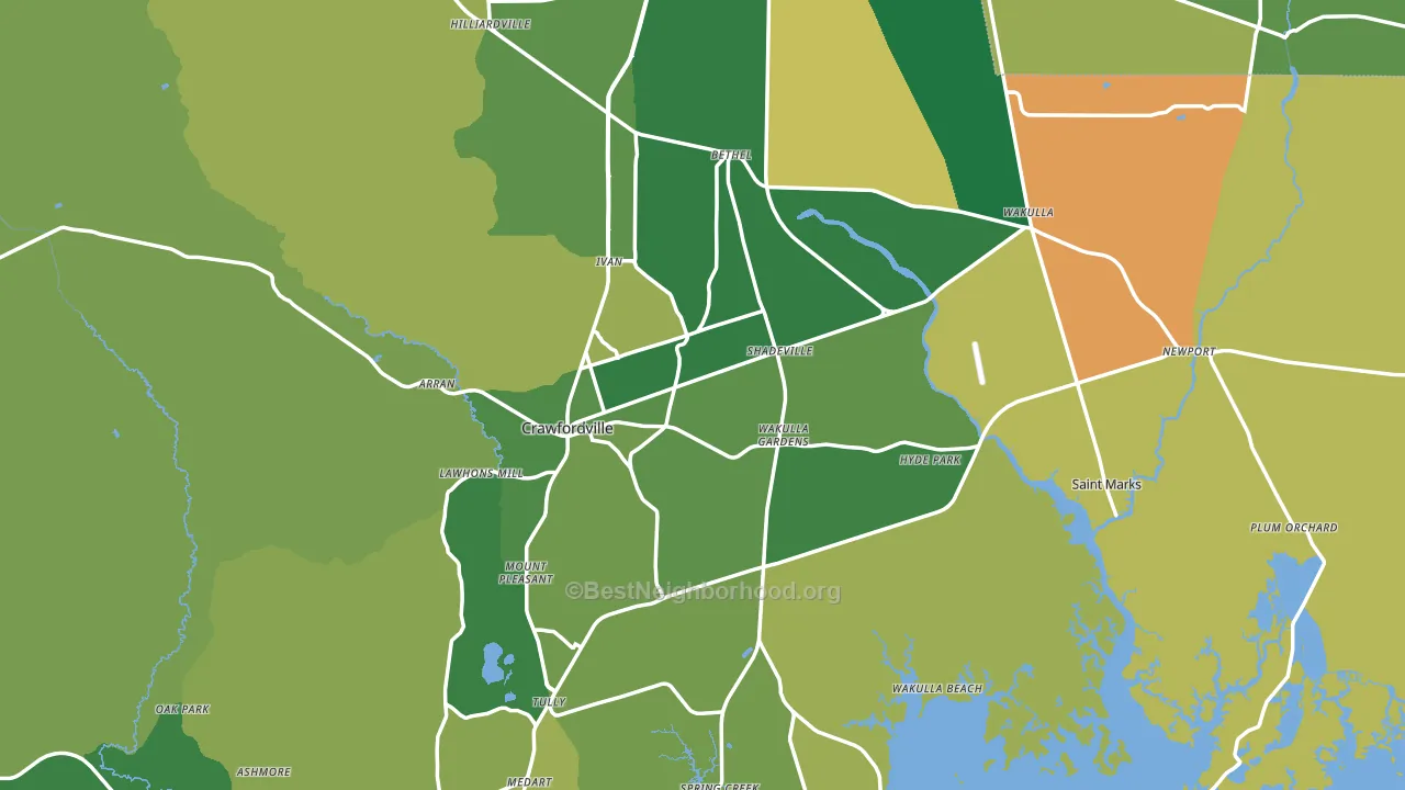 Wakulla County, FL block-group voter-turnout map