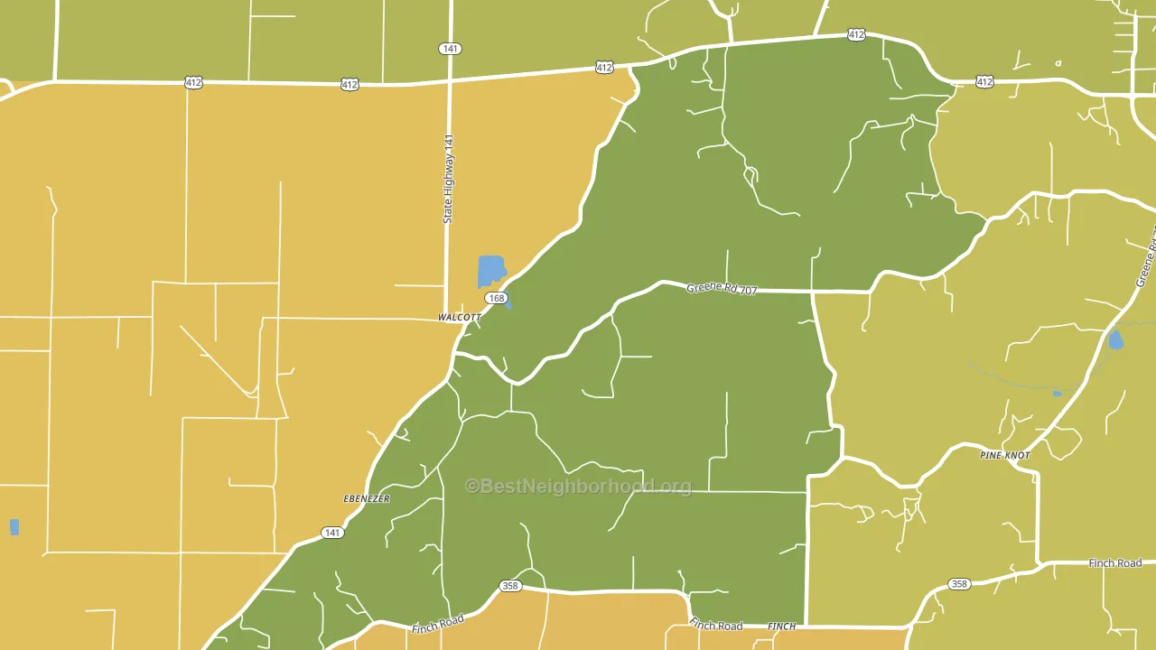 Walcott, AR block-group voter-turnout map