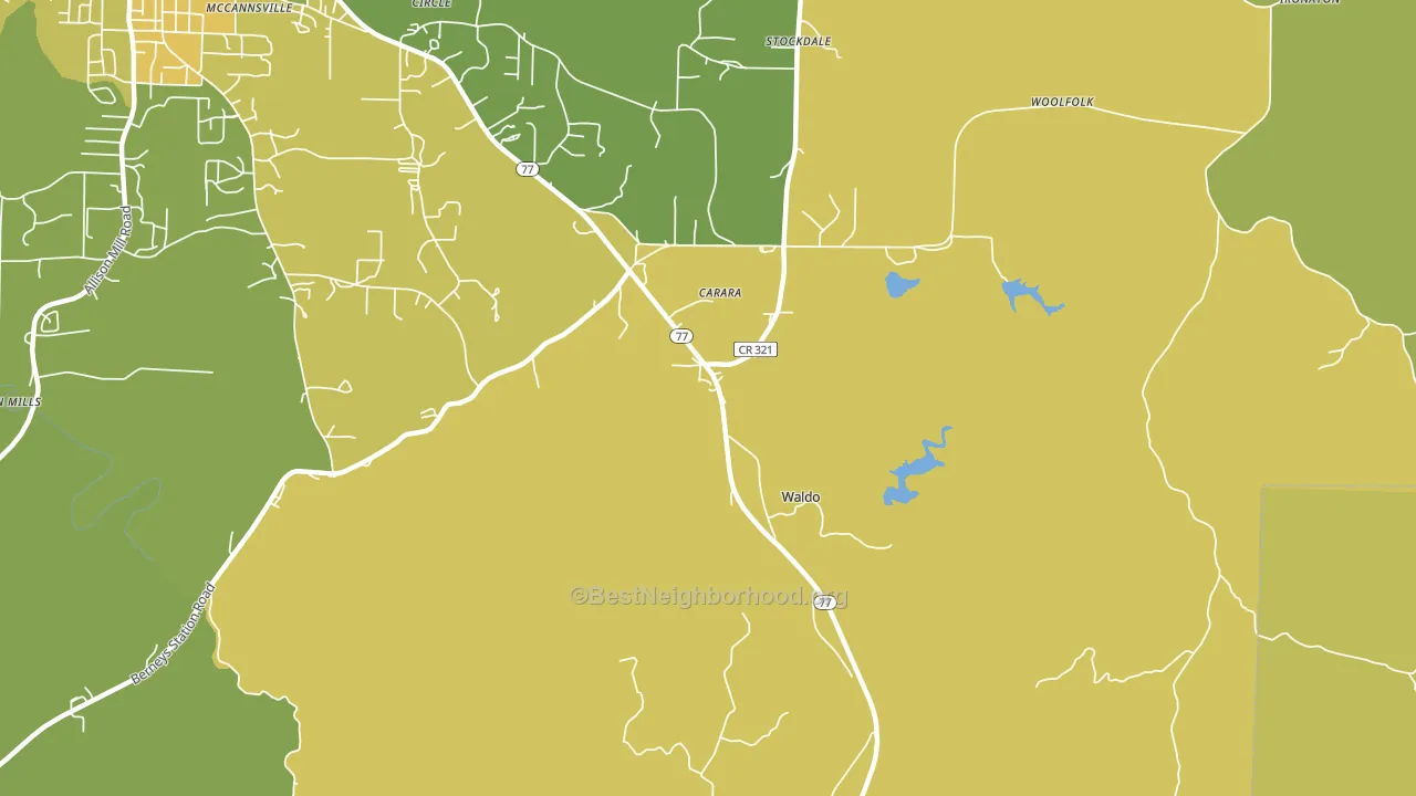 Waldo, AL block-group voter-turnout map