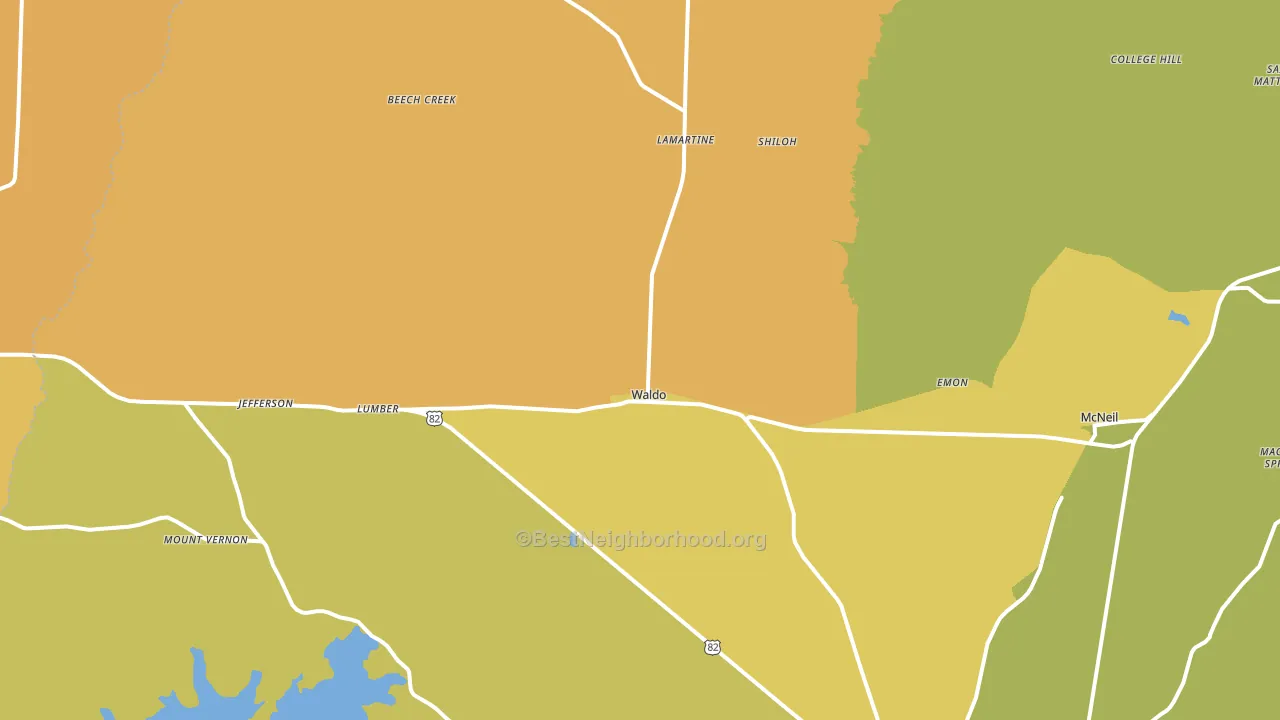 Waldo, AR block-group voter-turnout map