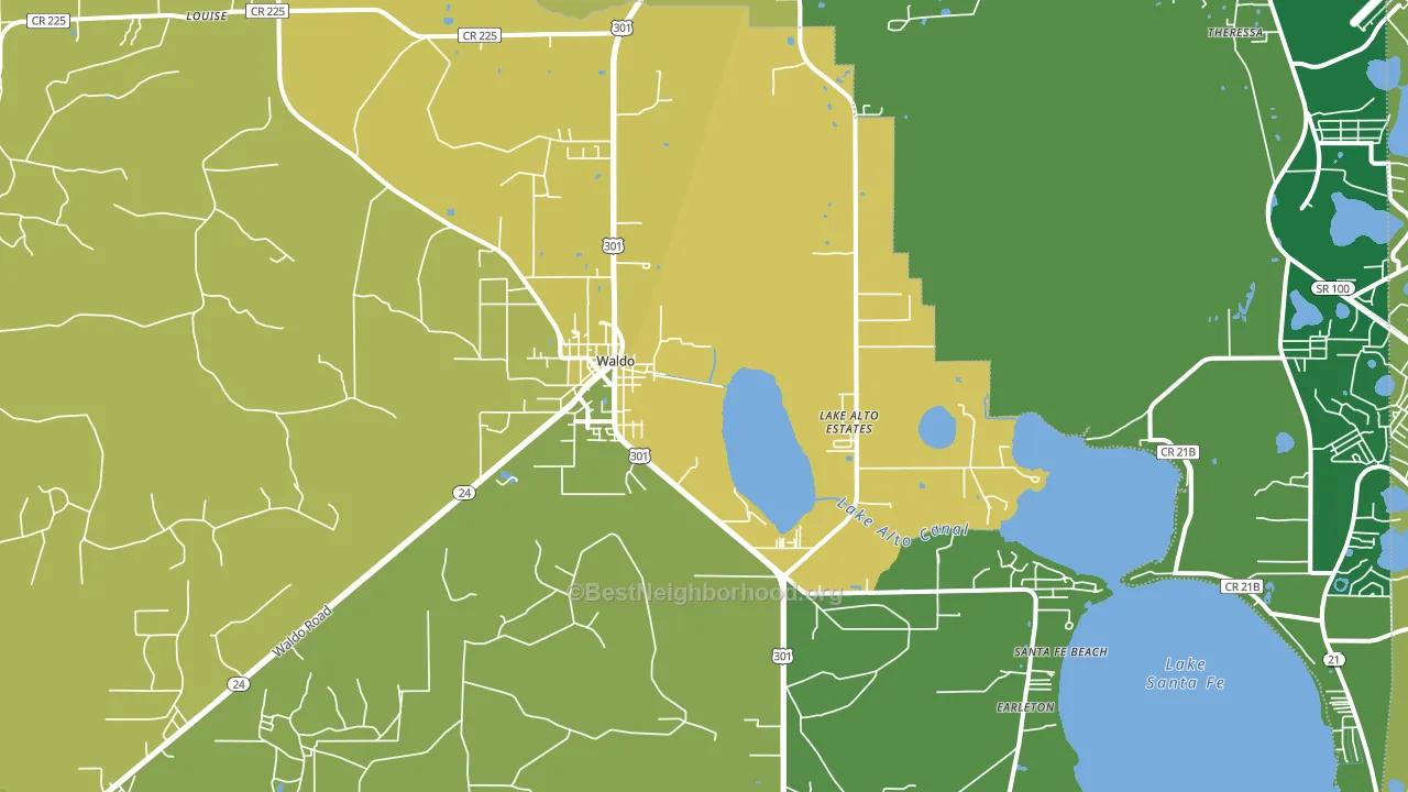 Waldo, FL block-group voter-turnout map