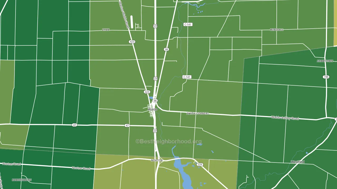 Waldo, OH block-group voter-turnout map