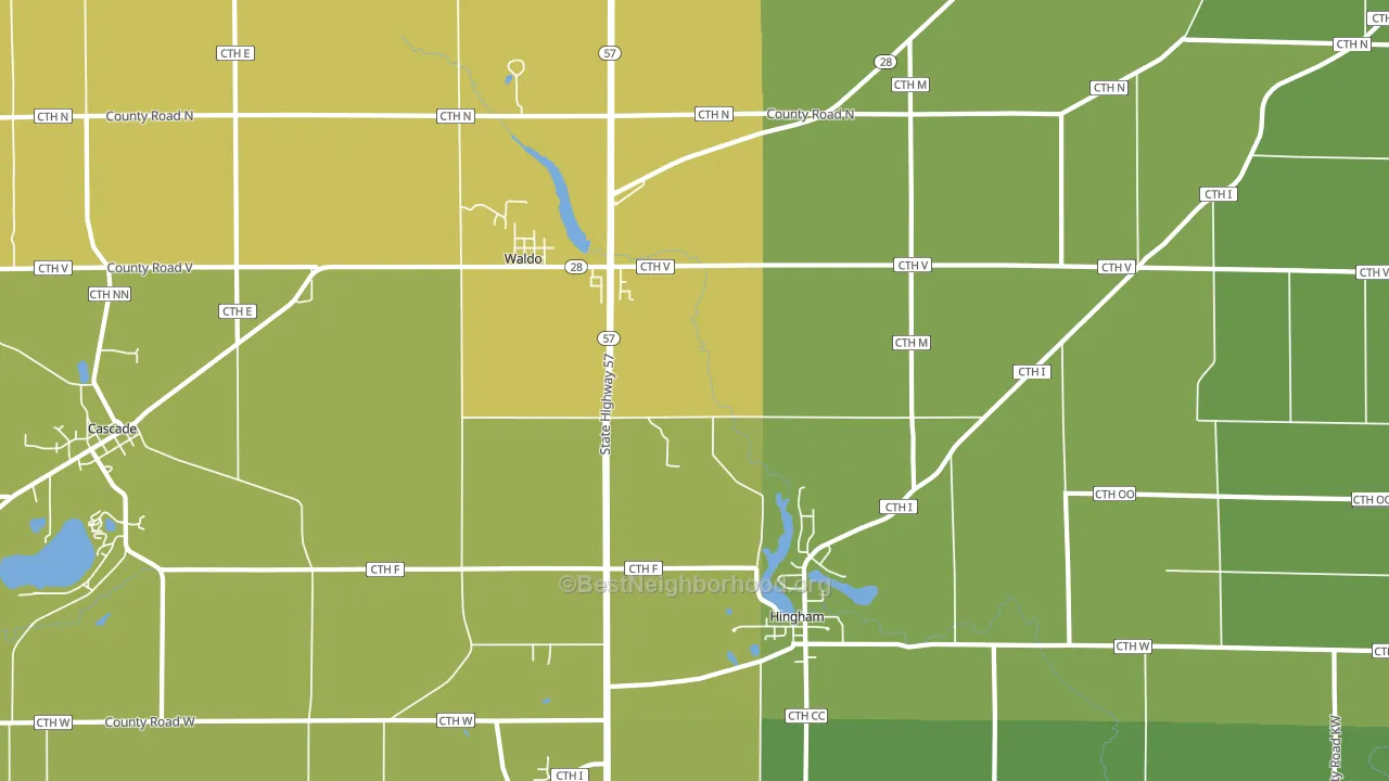 Waldo, WI block-group voter-turnout map
