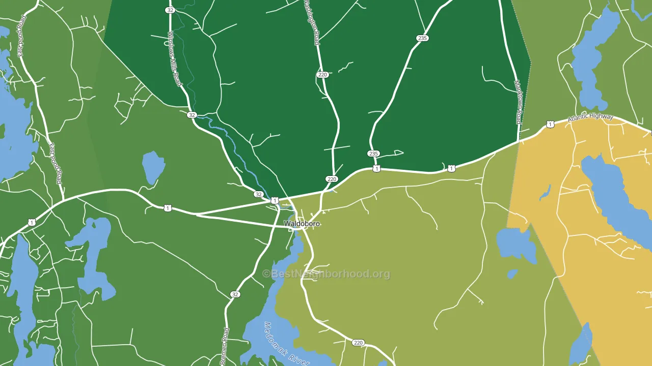 Waldoboro, ME block-group voter-turnout map