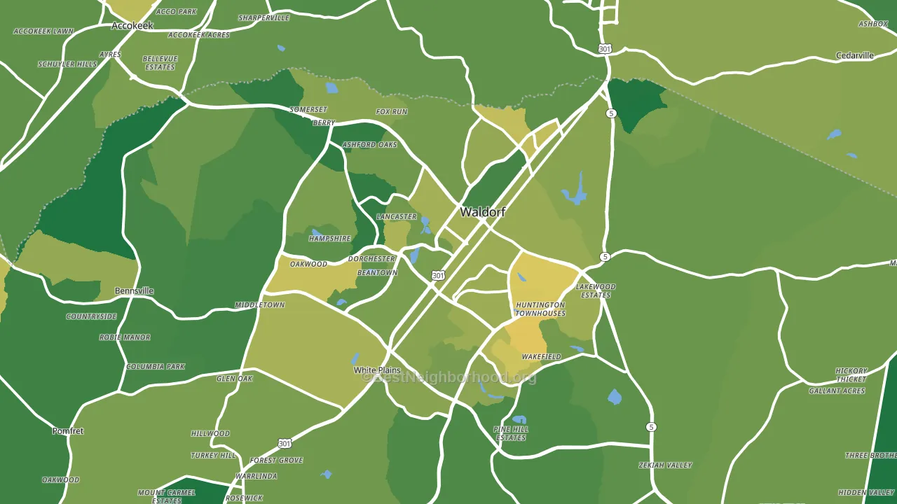 Waldorf, MD block-group voter-turnout map