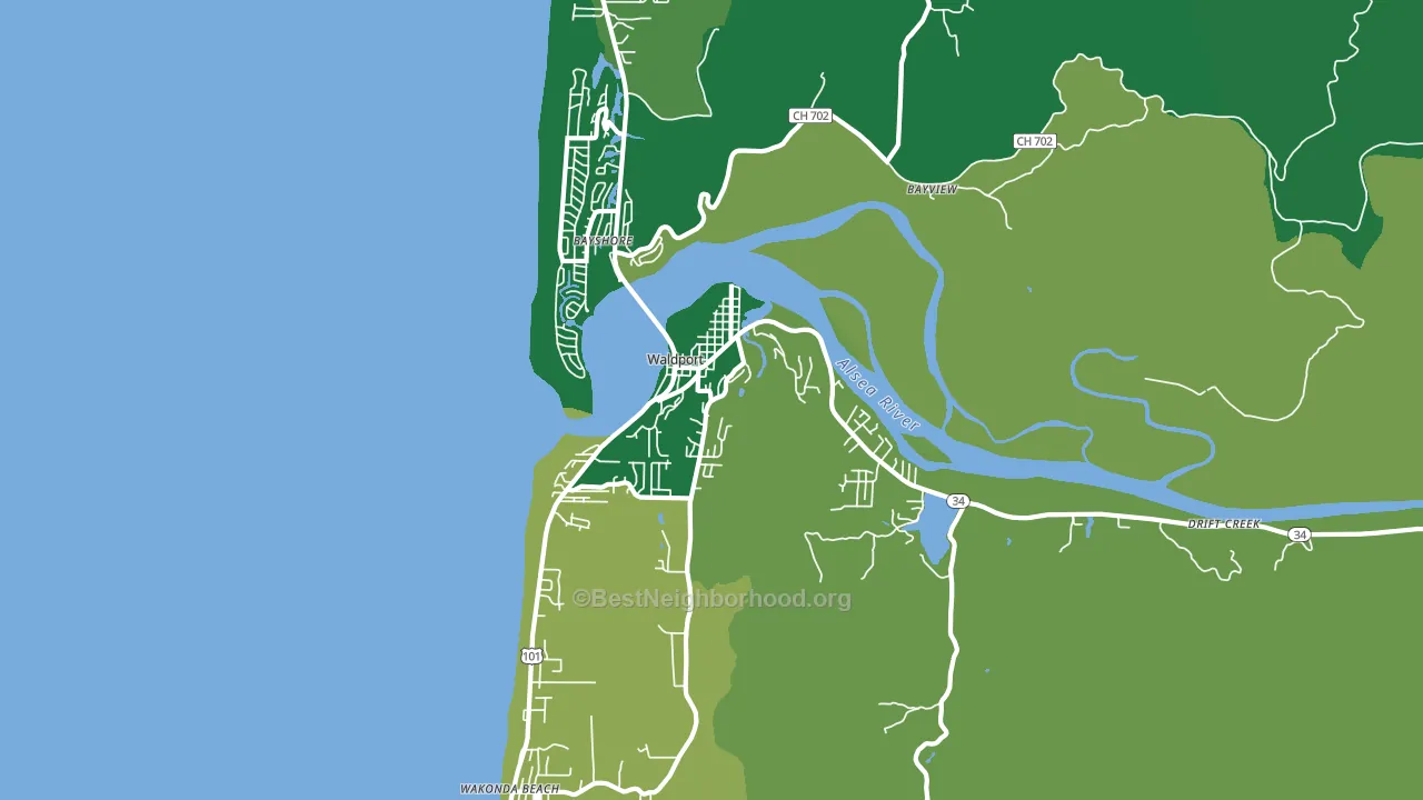 Waldport, OR block-group voter-turnout map