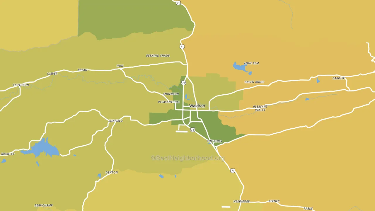 Waldron, AR block-group voter-turnout map