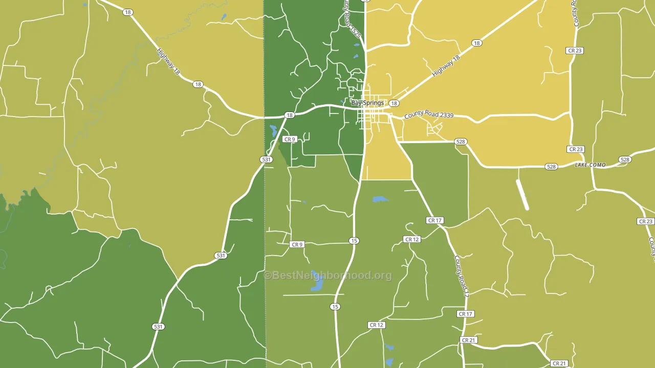 Waldrup, MS block-group voter-turnout map