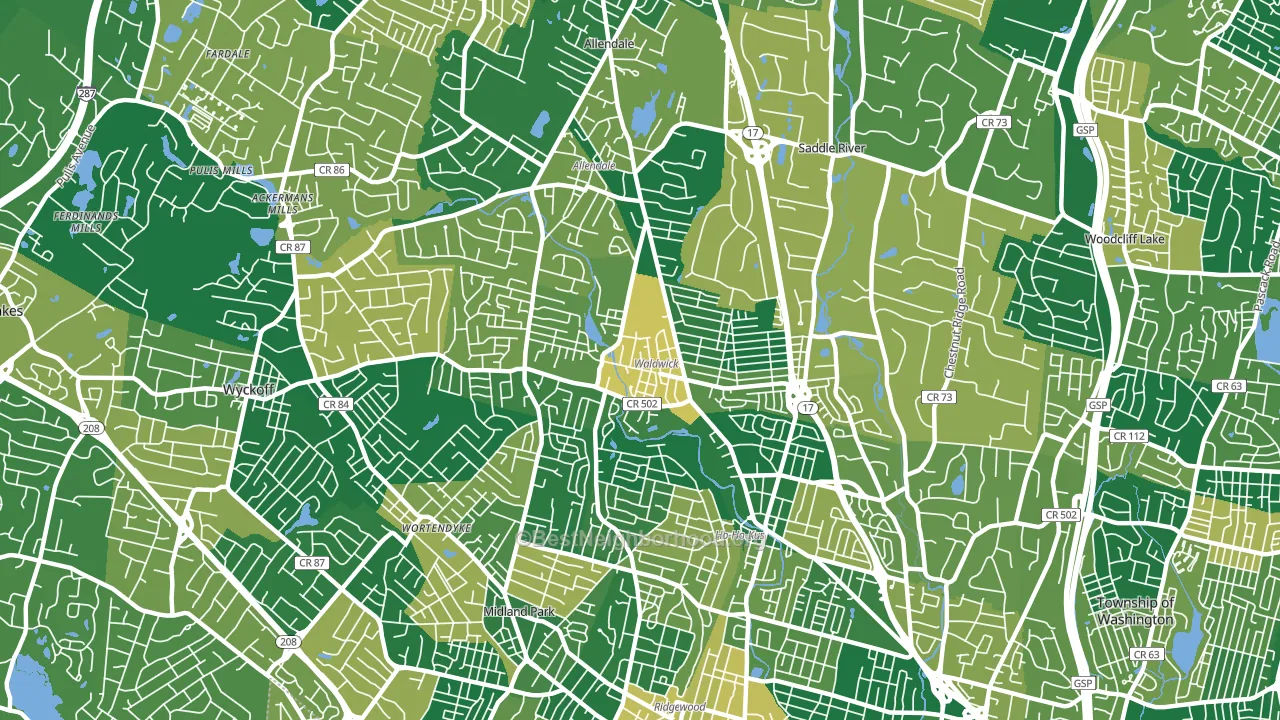 Waldwick, NJ block-group voter-turnout map