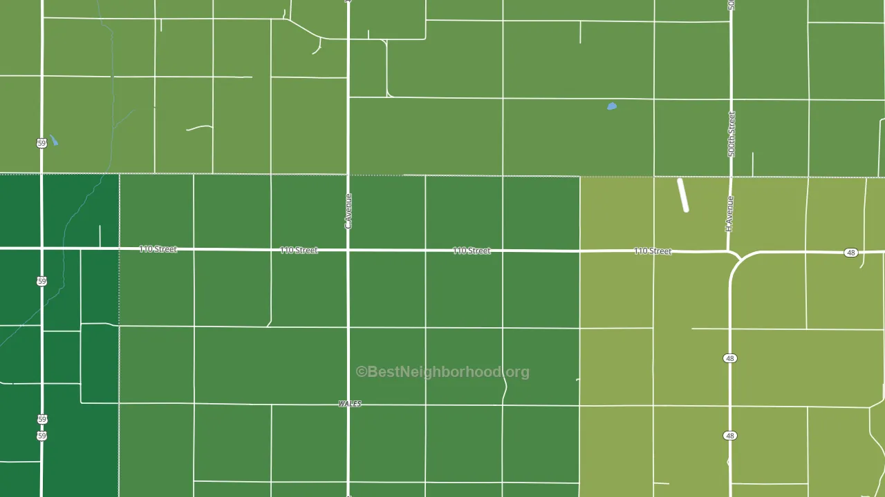 Wales, IA block-group voter-turnout map