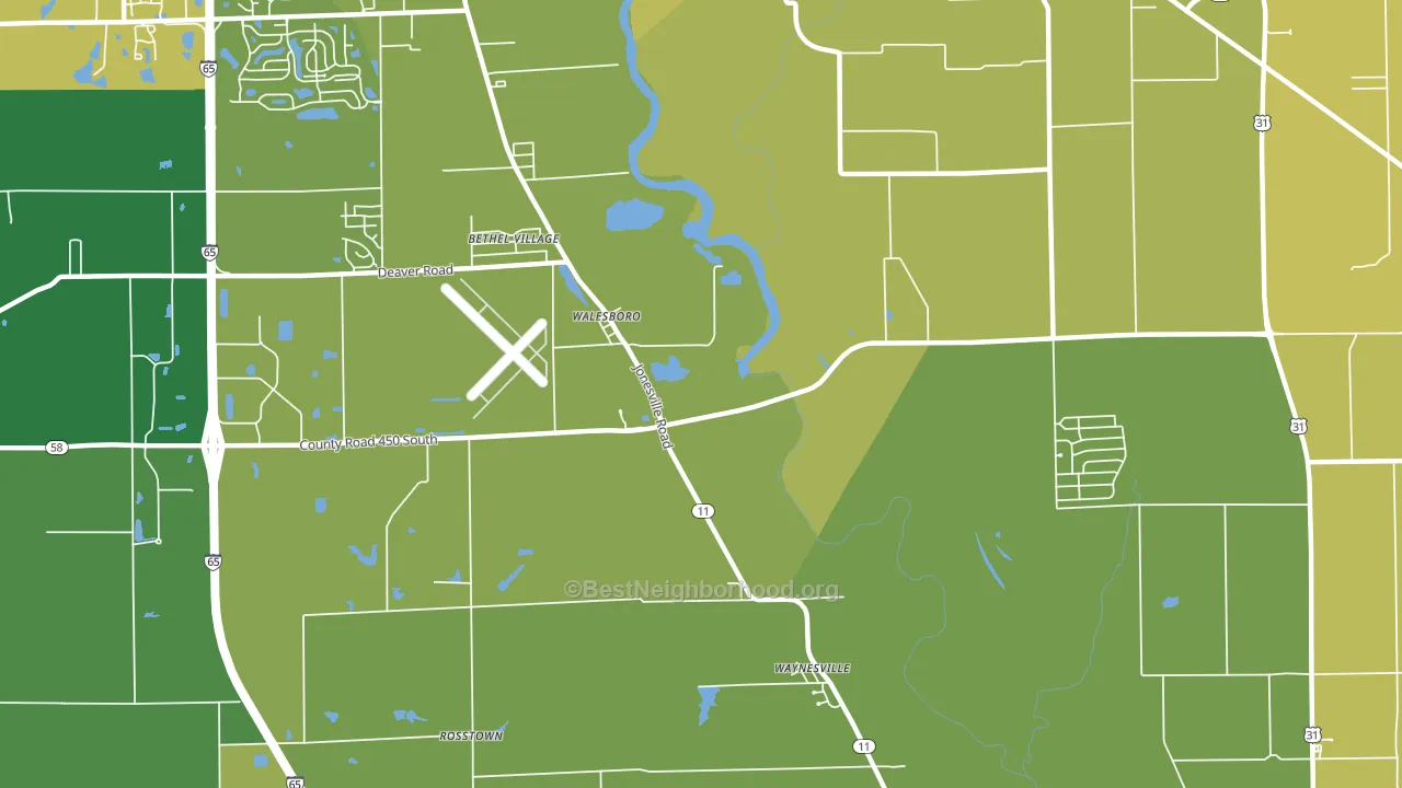 Walesboro, IN block-group voter-turnout map