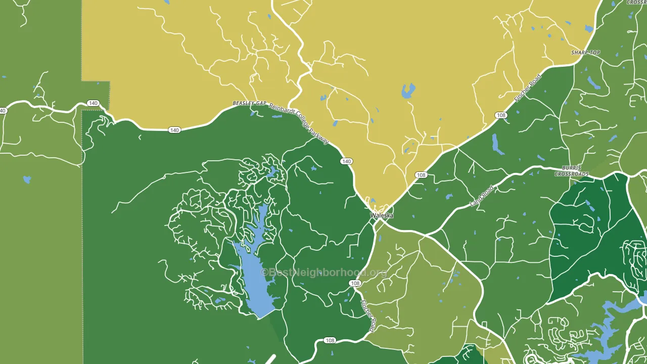 Waleska, GA block-group voter-turnout map