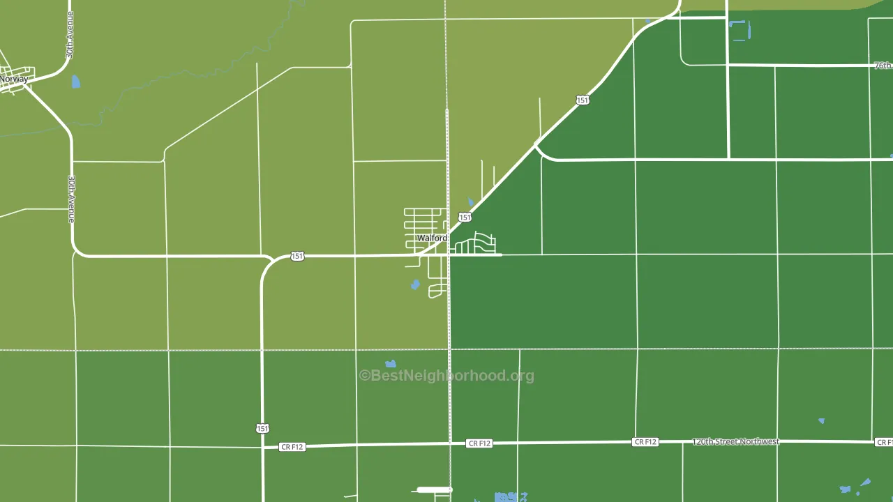 Walford, IA block-group voter-turnout map