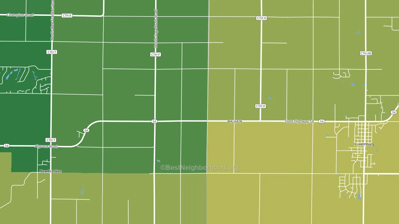 Walhain, WI block-group voter-turnout map