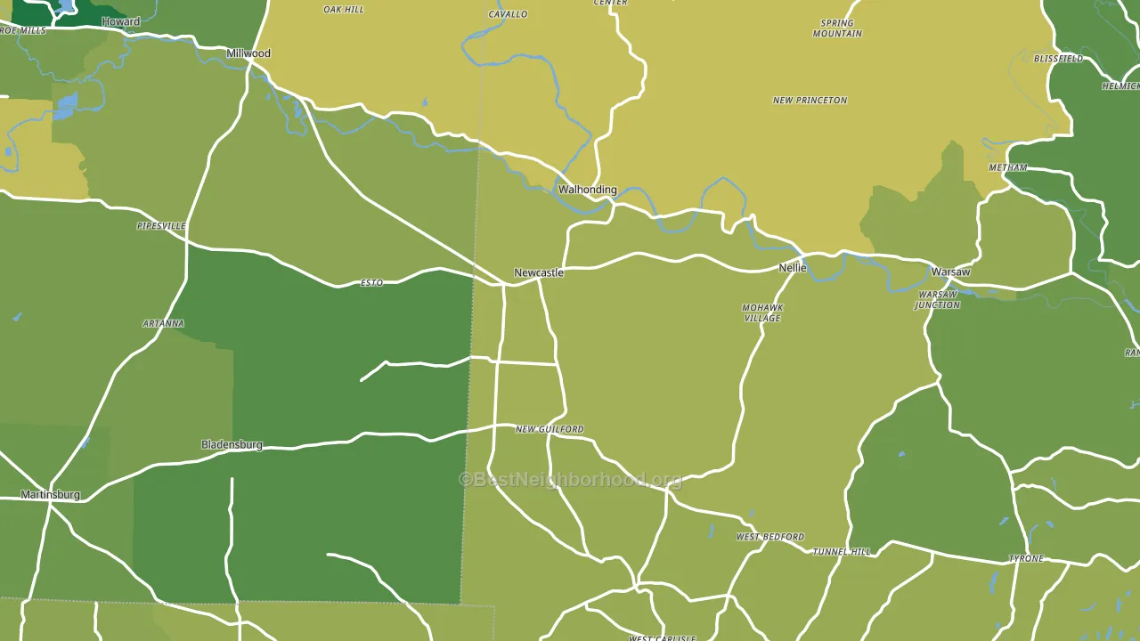 Walhonding, OH block-group voter-turnout map