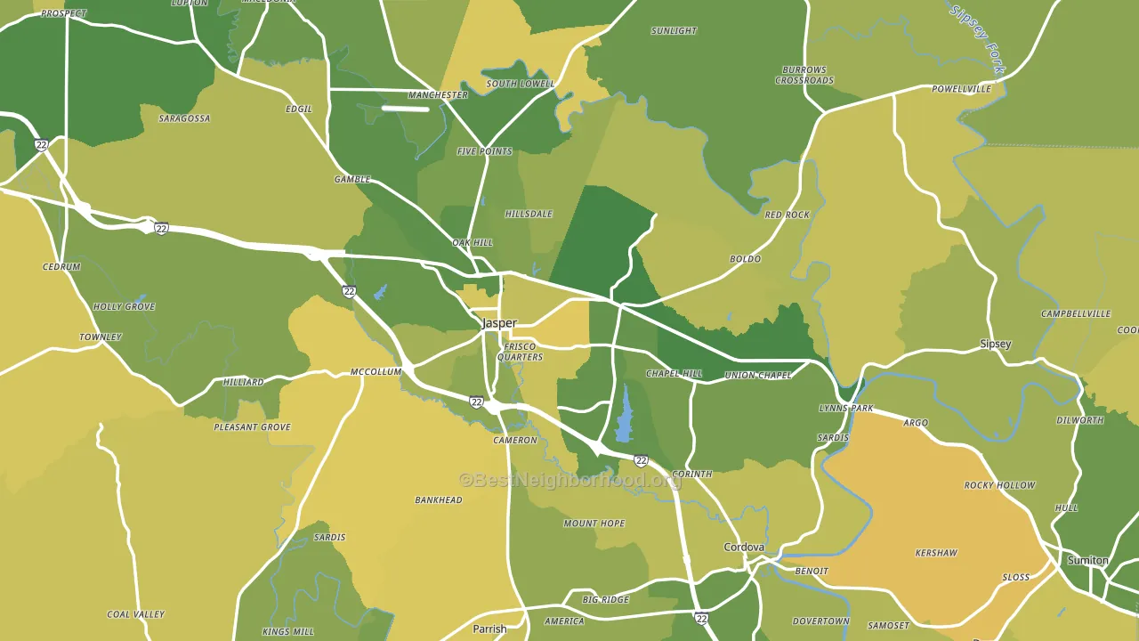 Walker County, AL block-group voter-turnout map