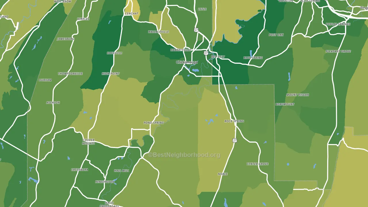Walker County, GA block-group voter-turnout map