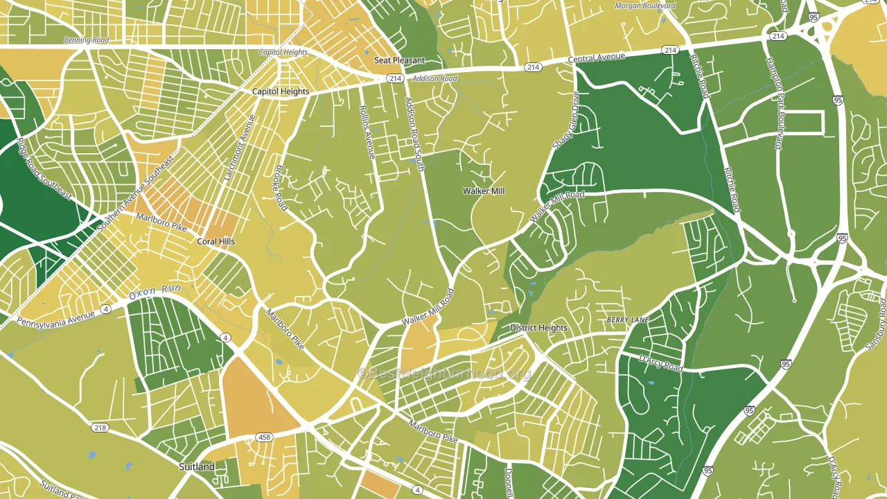 Walker Mill, District Heights, MD block-group voter-turnout map