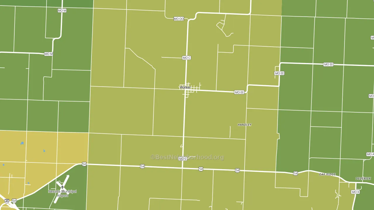 Walker, MO block-group voter-turnout map