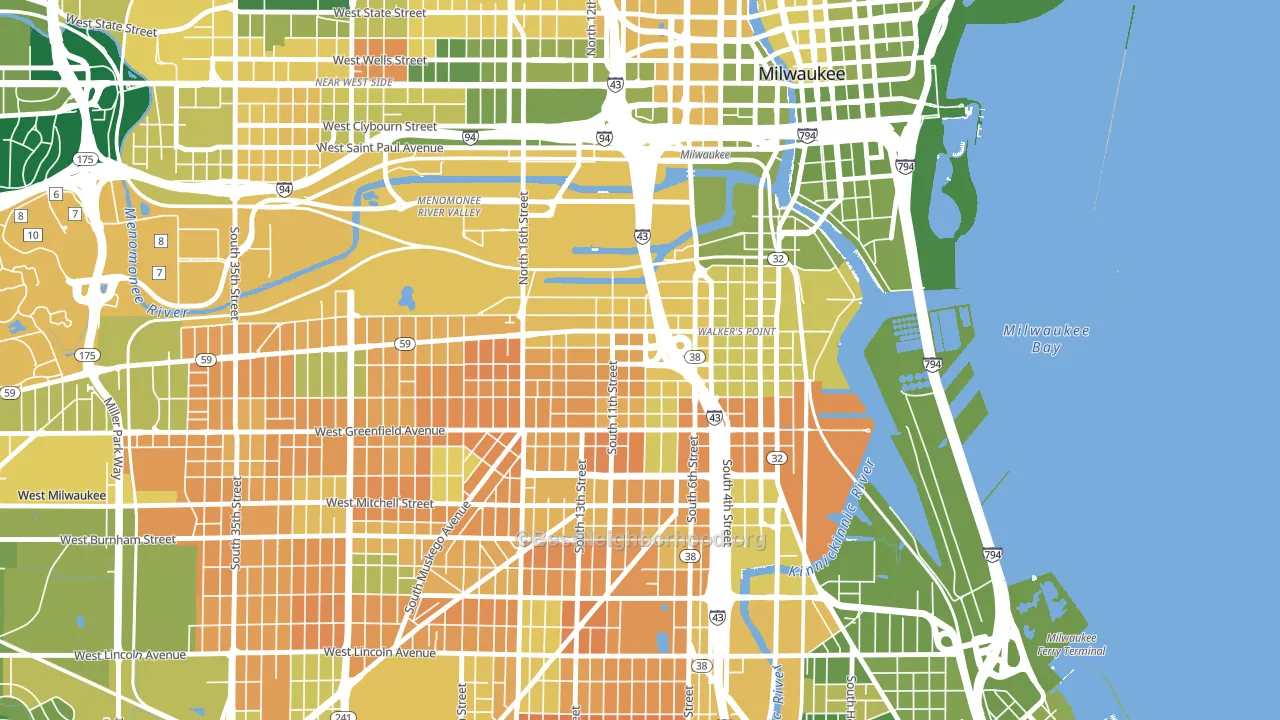 Walker's Point, Milwaukee, WI block-group voter-turnout map