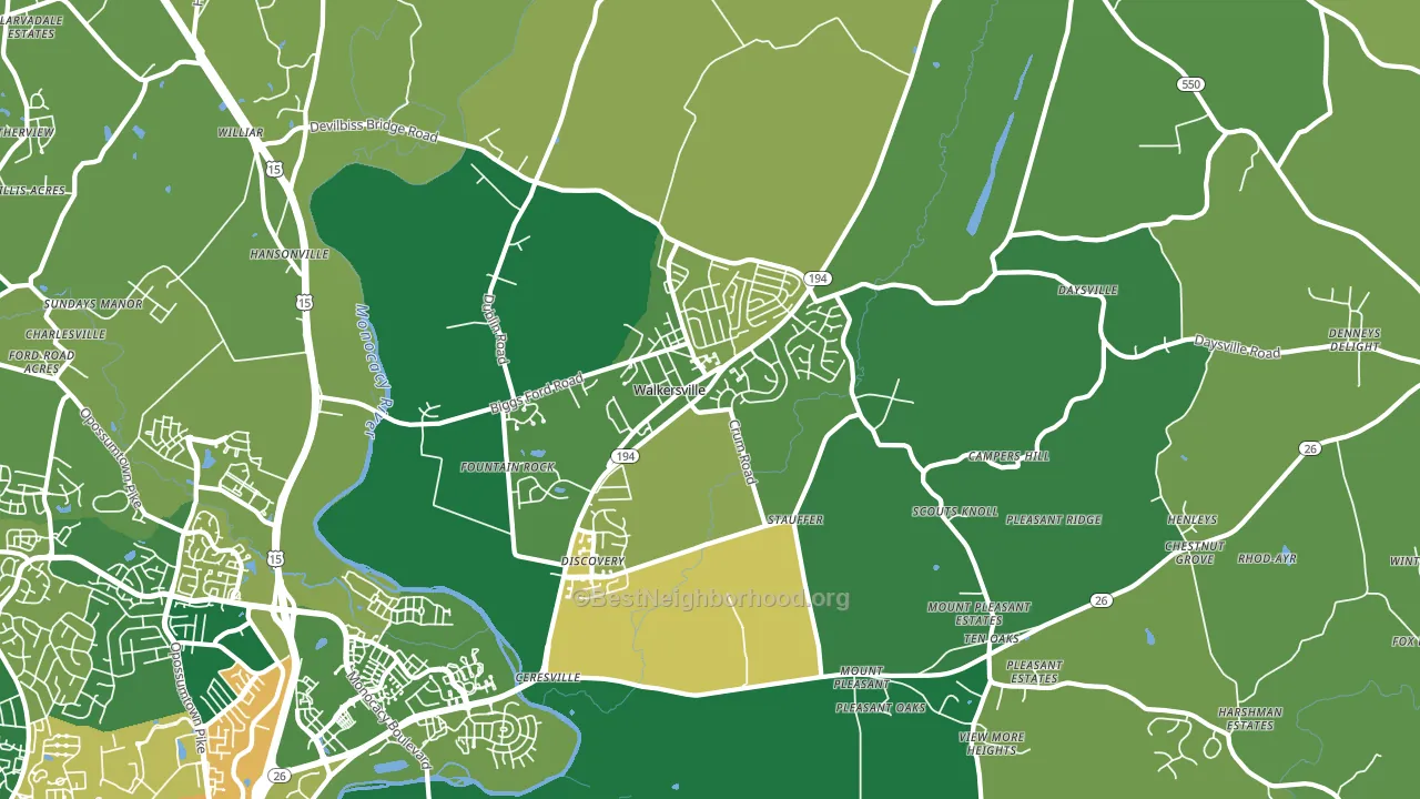 Walkersville, MD block-group voter-turnout map