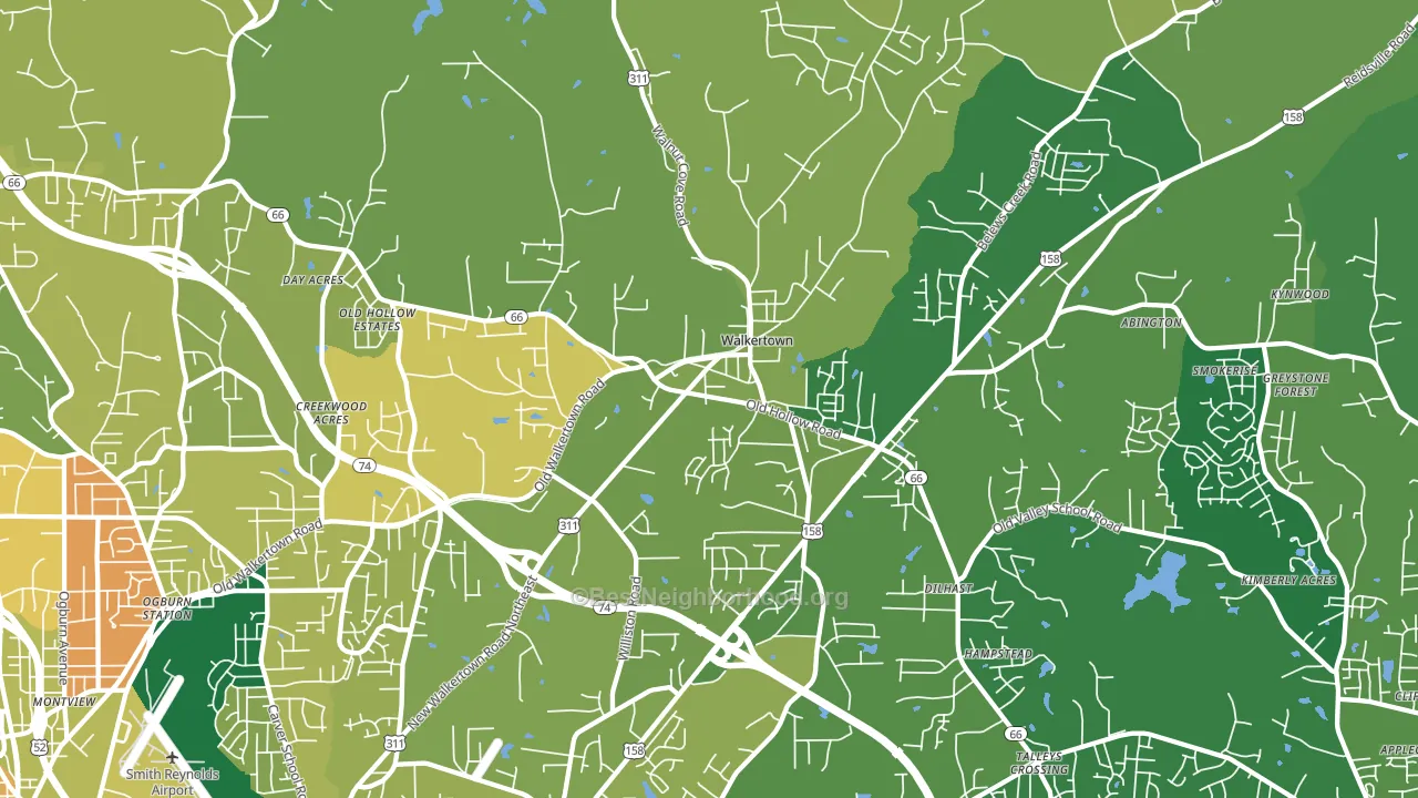 Walkertown, NC block-group voter-turnout map