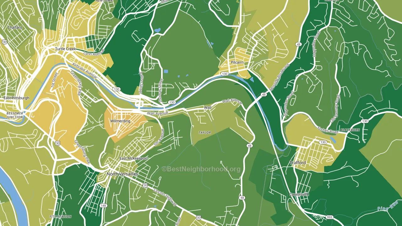 Wall, PA block-group voter-turnout map