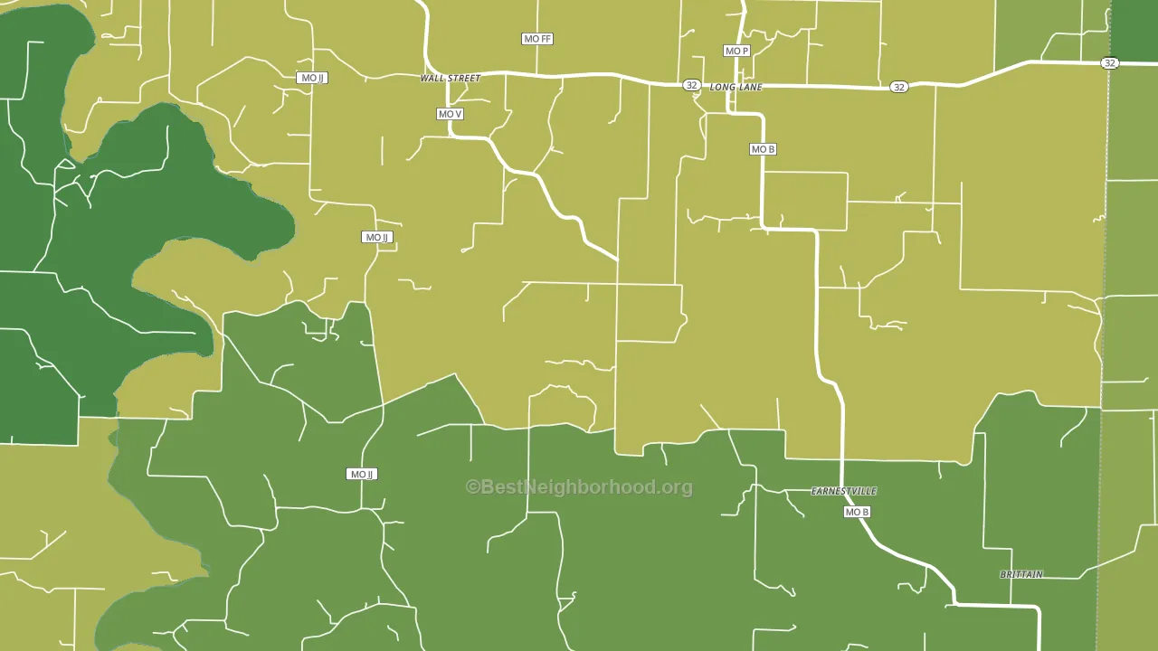 Wall Street, MO block-group voter-turnout map